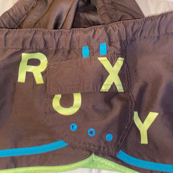 Roxy brown & green Bundle! 2 shorts 1 shirt polka dot bag womens sz 7 - Picture 10 of 16